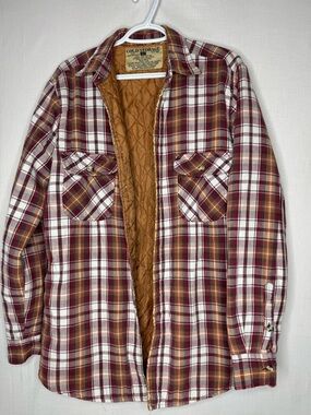 Vintage  Cold Storage Plaid Jacket Shacket Sz L Quilted Lining Chore Barn Grunge
